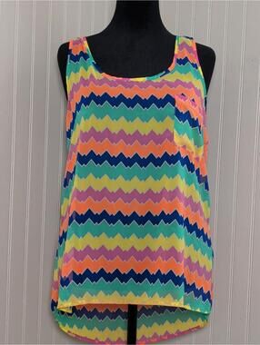 2b bebe Women's XL Multicolor Zigzag Pattern Sleeveless Tank Top Maximalist